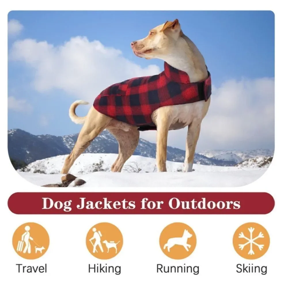 Kouser British Style Red Plaid Winter Dog Coat Jacket Reversible Size XS